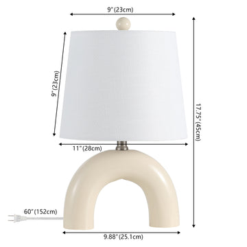 Zadie 17.75" Scandinavian Minimalist Ceramic Arch LED Table Lamp - JONATHAN Y
